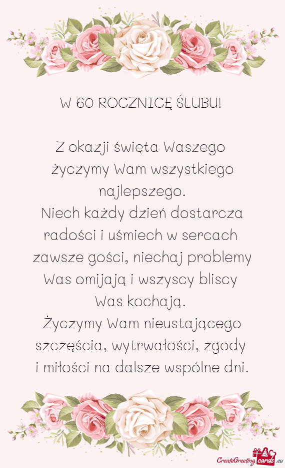 Zawsze gości, niechaj problemy Was omijają i wszyscy bliscy