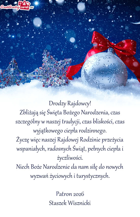 Zbliżają się Święta Bożego Narodzenia, czas szczególny w naszej tradycji, czas bliskości, cz