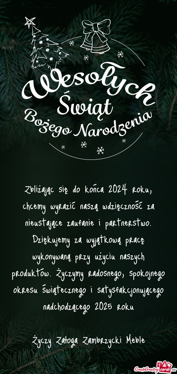 Zbliżając się do końca 2024 roku, chcemy wyrazić naszą wdzięczność za nieustające zaufanie