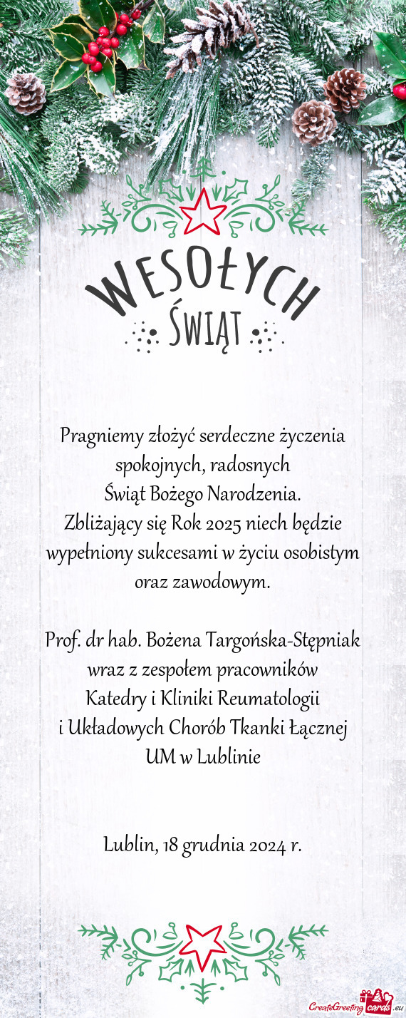 Zbliżający się Rok 2025 niech będzie wypełniony sukcesami w życiu osobistym