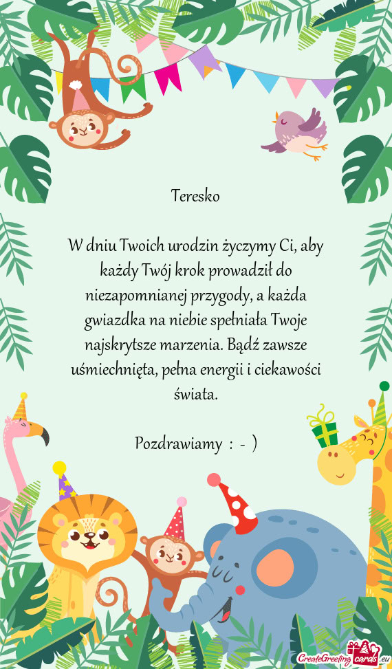 Żda gwiazdka na niebie spełniała Twoje najskrytsze marzenia. Bądź zawsze uśmiechnięta, pełna