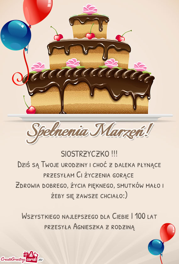 Zdrowia dobrego, życia pięknego, smutków mało i żeby się zawsze chciało:)