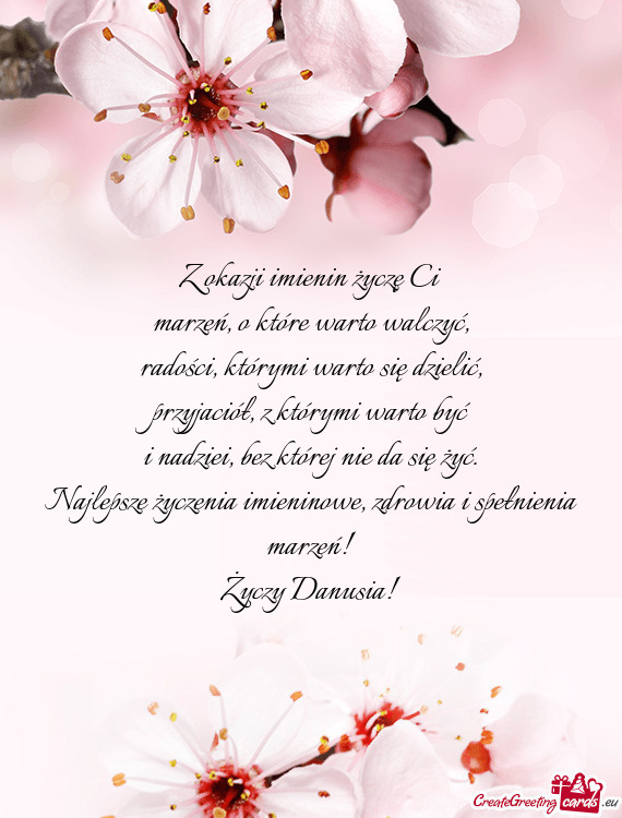 Zdrowia i spełnienia marzeń! Danusia