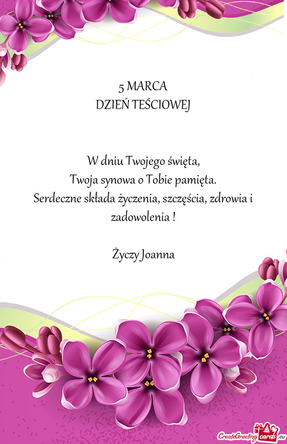 Zdrowia i zadowolenia ! Joanna