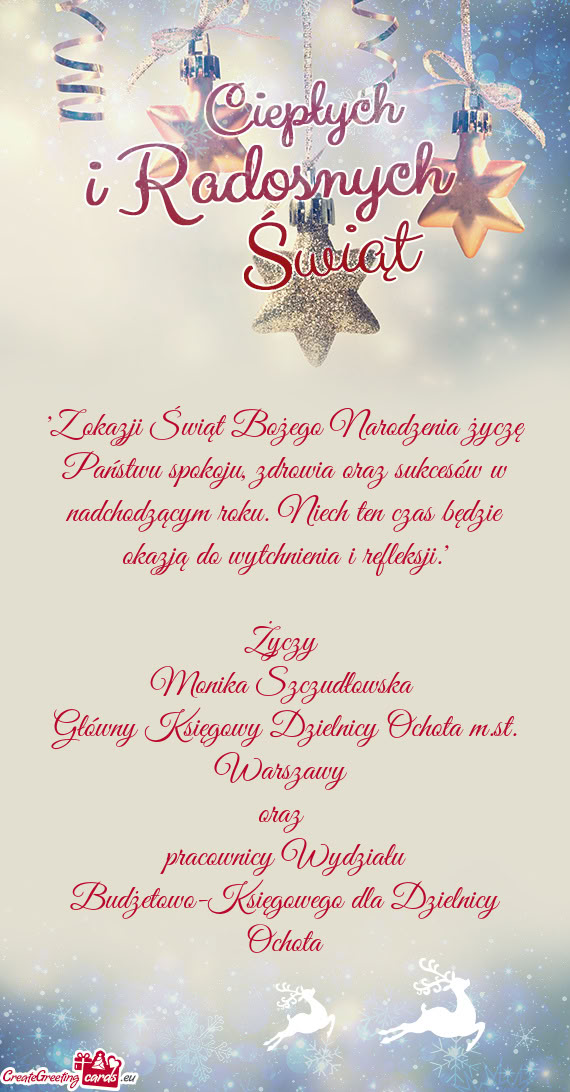 Zdrowia oraz sukcesów w nadchodzącym roku