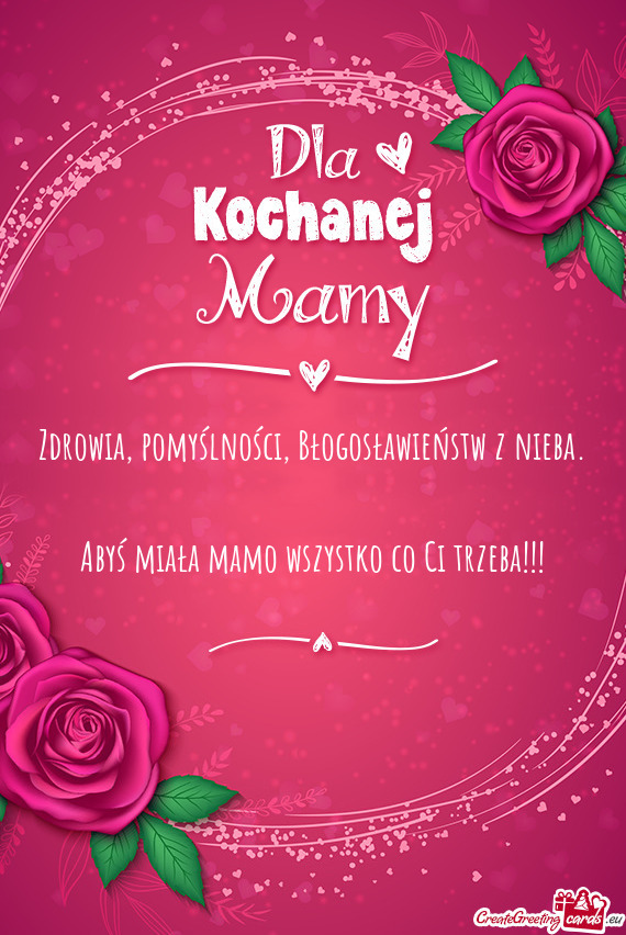 Zdrowia, pomyślności, Błogosławieństw z nieba