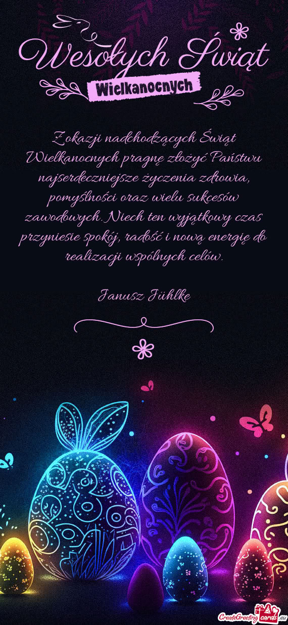 Zdrowia, pomyślności oraz wielu sukcesów zawodowych. Niech ten wyjątkowy czas przyniesie spokó