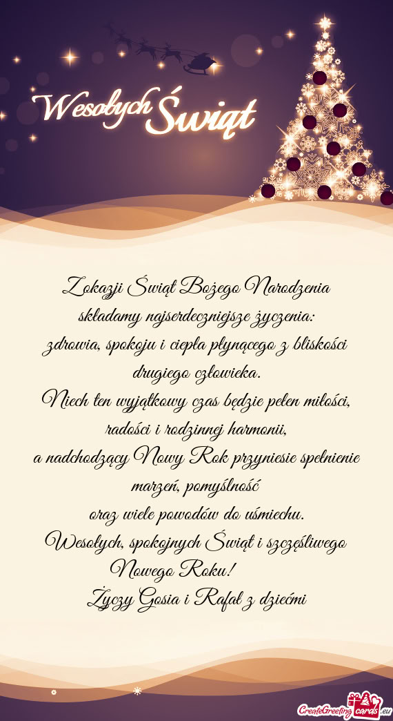 Zdrowia, spokoju i ciepła płynącego z bliskości drugiego człowieka