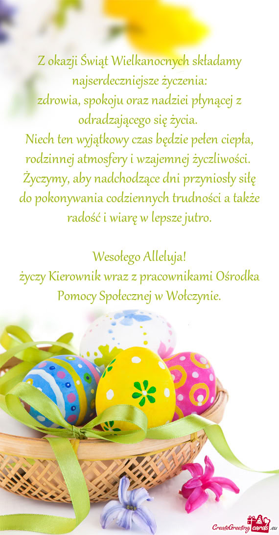 Zdrowia, spokoju oraz nadziei płynącej z odradzającego się życia