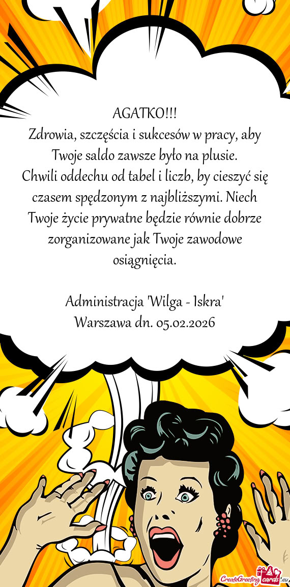 Zdrowia, szczęścia i sukcesów w pracy, aby Twoje saldo zawsze było na plusie