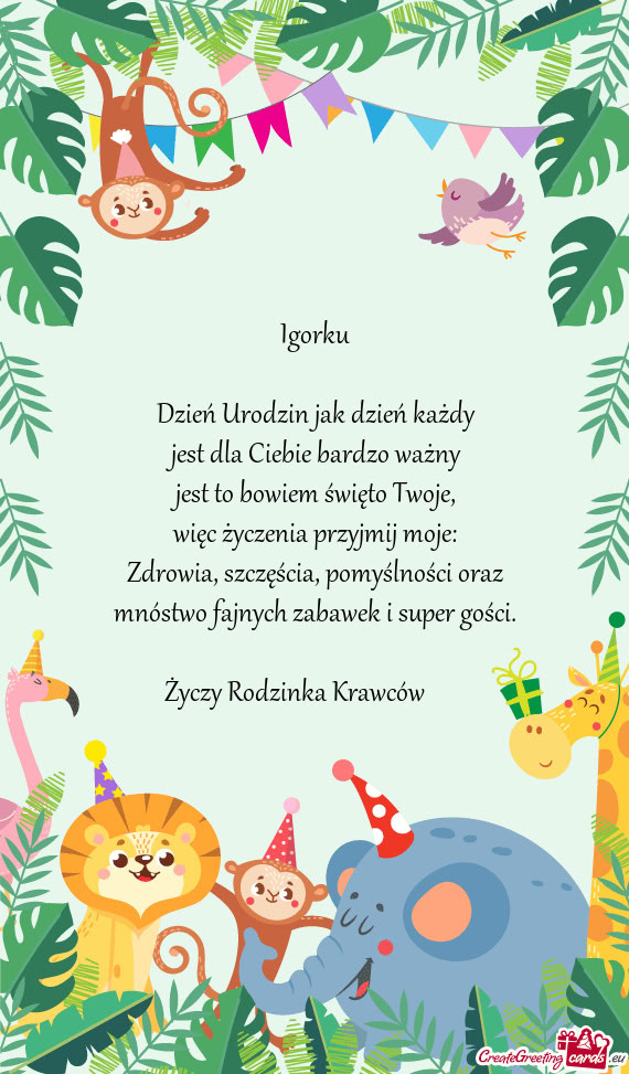 Zdrowia, szczęścia, pomyślności oraz mnóstwo fajnych zabawek i super gości