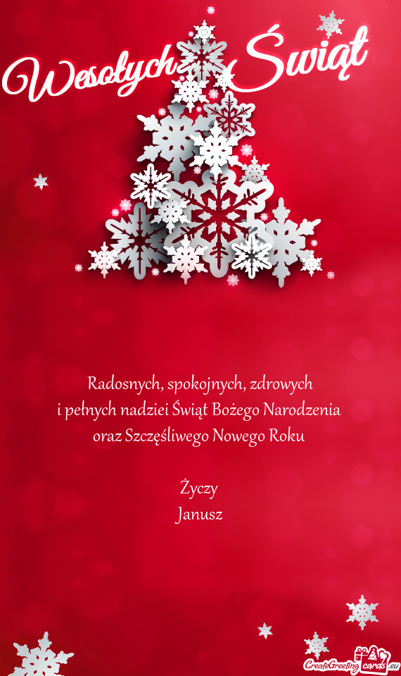 Zdrowych i pełnych nadziei Świąt Bożego Narodzenia oraz Szczęśliwego Nowego Roku  Życz