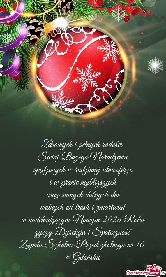 Zdrowych i pełnych radości   Świąt Bożego Narodzenia  spędzonych w