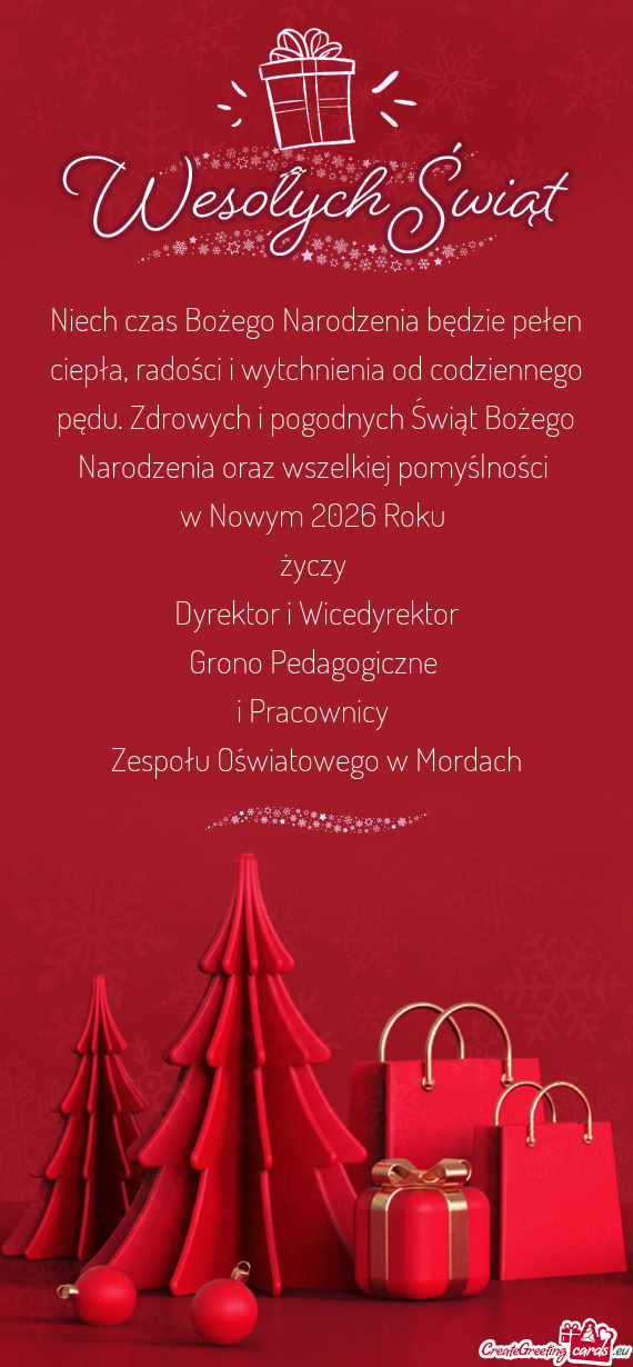 Zdrowych i pogodnych Świąt Bożego Narodzenia oraz wszelkiej pomyślności w Nowym 2026 Roku