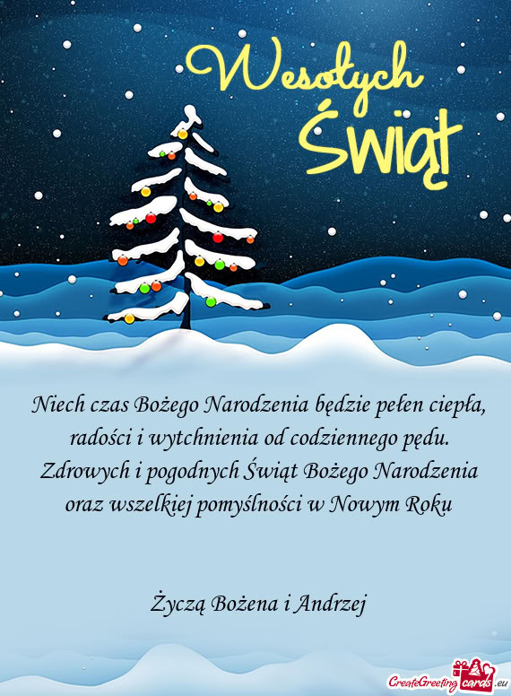 Zdrowych i pogodnych Świąt Bożego Narodzenia oraz wszelkiej pomyślności w Nowym Roku  Życ