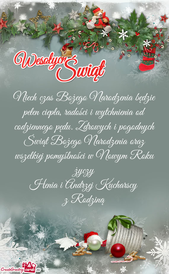 Zdrowych i pogodnych Świąt Bożego Narodzenia oraz wszelkiej pomyślności w Nowym Roku życzy H