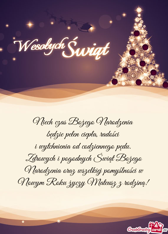 Zdrowych i pogodnych Świąt Bożego Narodzenia oraz wszelkiej pomyślności w Nowym Roku Mat