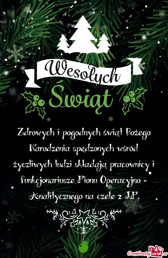 Zdrowych i pogodnych świąt Bożego Narodzenia spędzonych wśród życzliwych ludzi składają pra