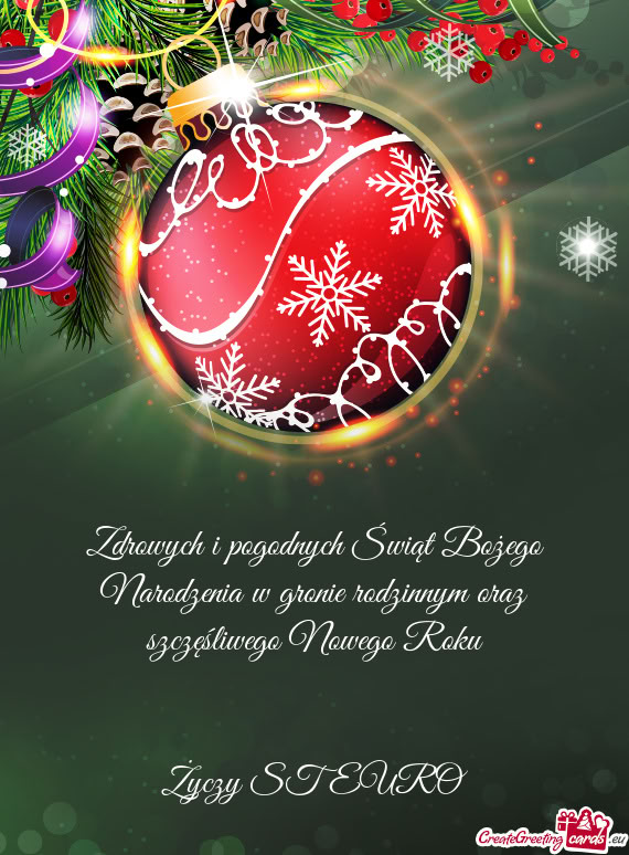 Zdrowych i pogodnych Świąt Bożego Narodzenia w gronie rodzinnym oraz szczęśliwego Nowego Roku
