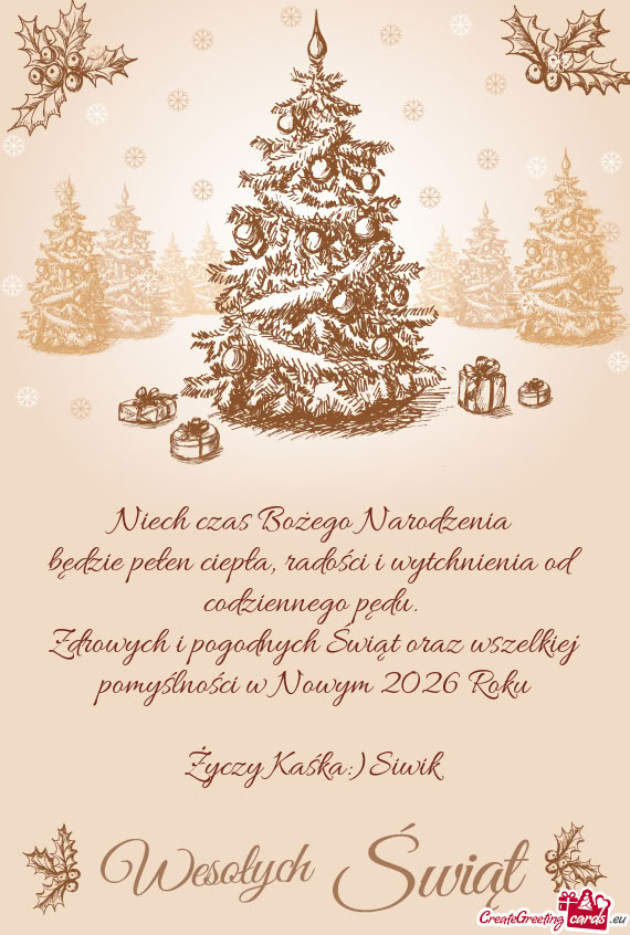 Zdrowych i pogodnych Świąt oraz wszelkiej pomyślności w Nowym 2026 Roku