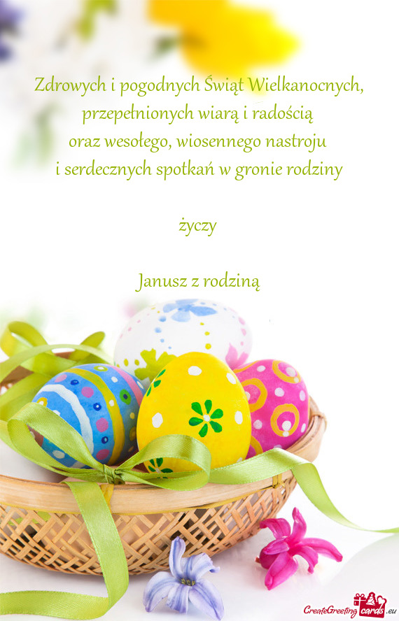 Zdrowych i pogodnych Świąt Wielkanocnych, przepełnionych wiarą i radością