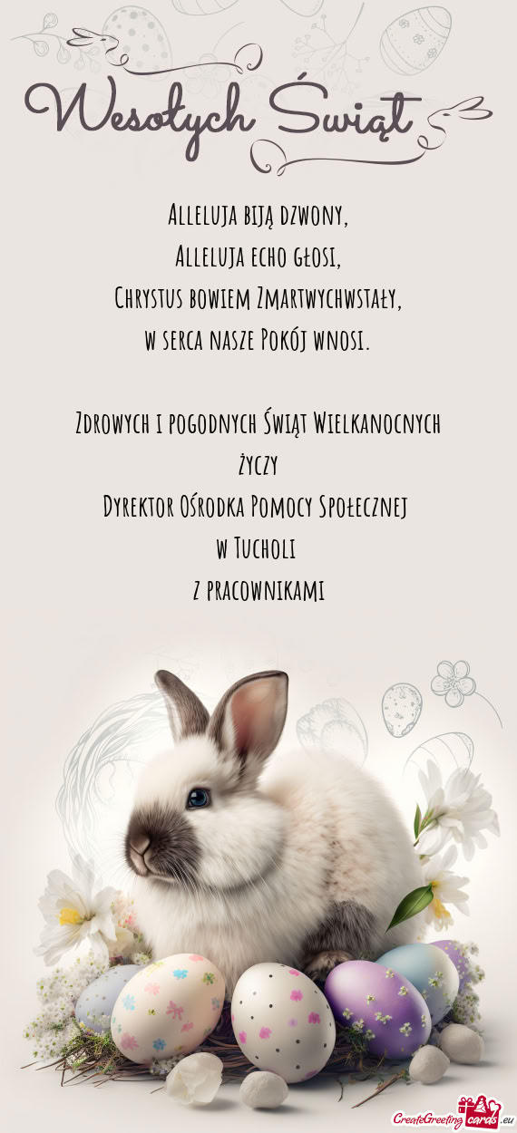 Zdrowych i pogodnych Świąt Wielkanocnych życzy Dyrektor Ośrodka Pomocy Społecznej w Tuc