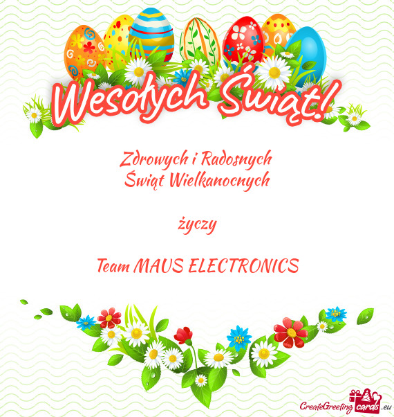 Zdrowych i Radosnych 
 Świąt Wielkanocnych
 
 życzy
 
 Team MAUS ELECTRONICS