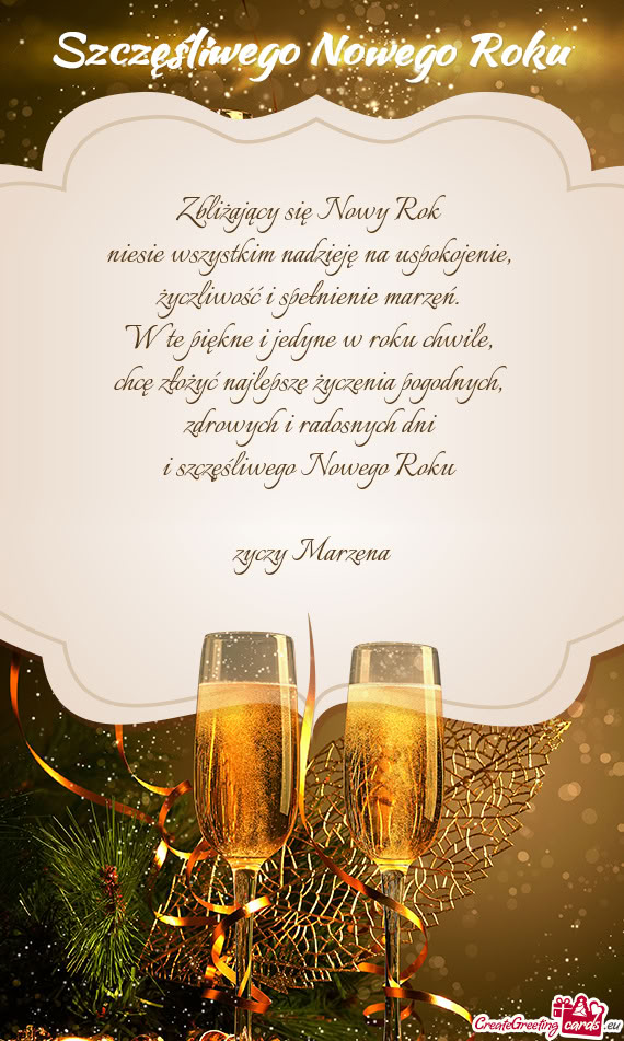 Zdrowych i radosnych dni i szczęśliwego Nowego Roku  zyczy Marzena