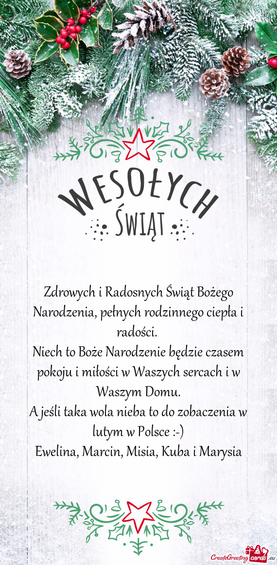 Zdrowych i Radosnych Świąt Bożego Narodzenia, pełnych rodzinnego ciepła i radości