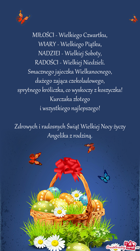 Zdrowych i radosnych Świąt Wielkiej Nocy Angelika z rodziną