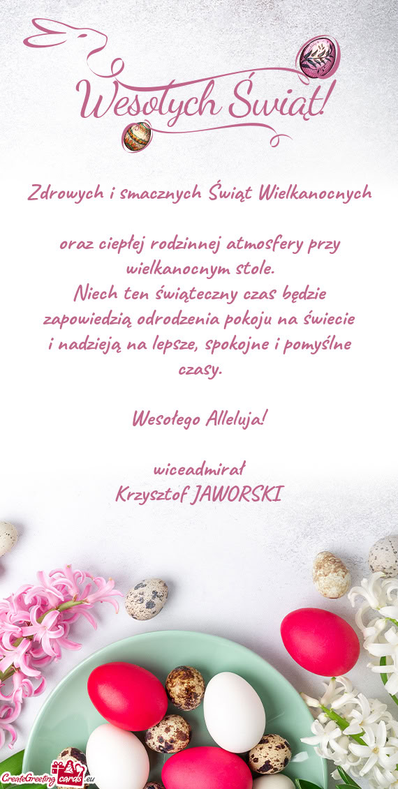 Zdrowych i smacznych Świąt Wielkanocnych oraz ciepłej rodzinnej atmosfery przy wielkanocnym stol