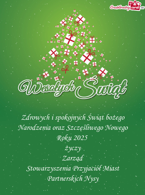 Zdrowych i spokojnych Świąt bożego Narodzenia oraz Szczęśliwego Nowego Roku 2025 życzy Zarz