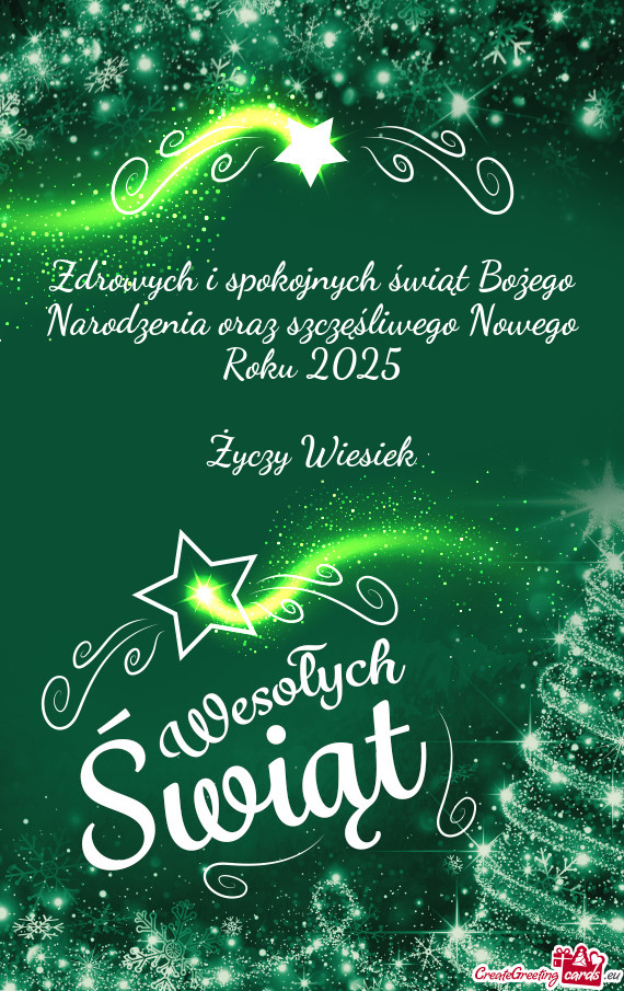 Zdrowych i spokojnych świąt Bożego Narodzenia oraz szczęśliwego Nowego Roku 2025 Wies