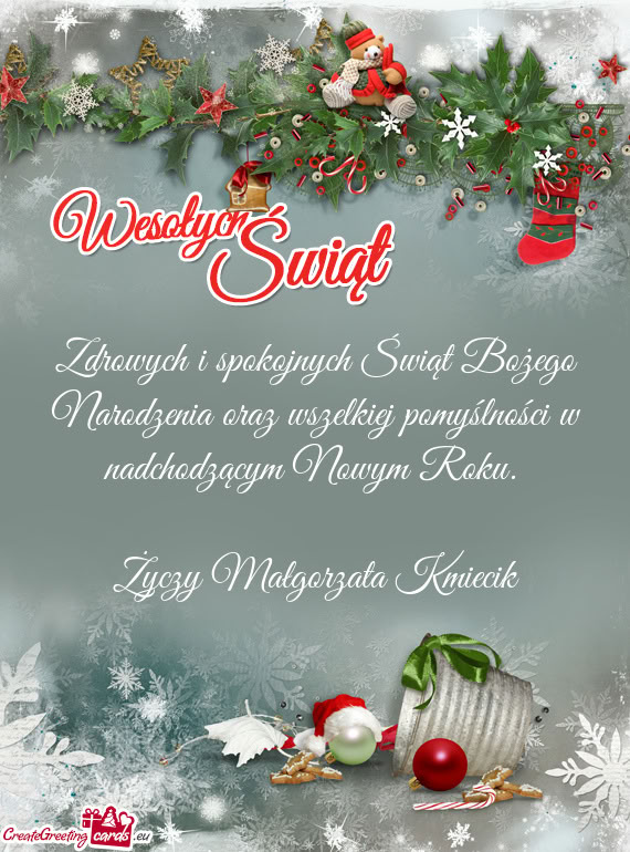 Zdrowych i spokojnych Świąt Bożego Narodzenia oraz wszelkiej pomyślności