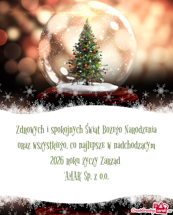 Zdrowych i spokojnych Świąt Bożego Narodzenia oraz wszystkiego, co najlepsze w nadchodzącym 2026