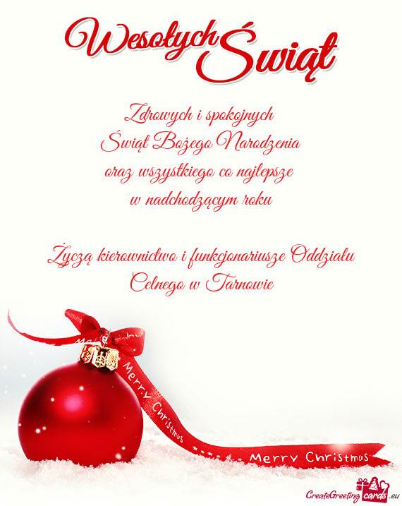 Zdrowych i spokojnych   Świąt Bożego Narodzenia  oraz wszystkiego co