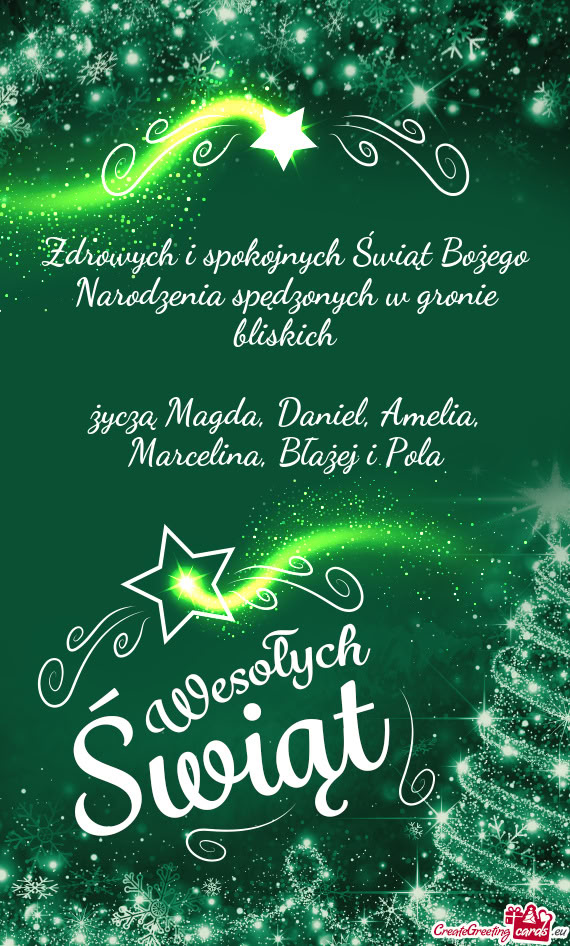 Zdrowych i spokojnych Świąt Bożego Narodzenia spędzonych w gronie bliskich