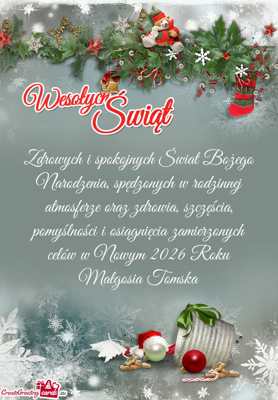 Zdrowych i spokojnych Świat Bożego Narodzenia, spędzonych w rodzinnej atmosferze oraz zdrowia, sz