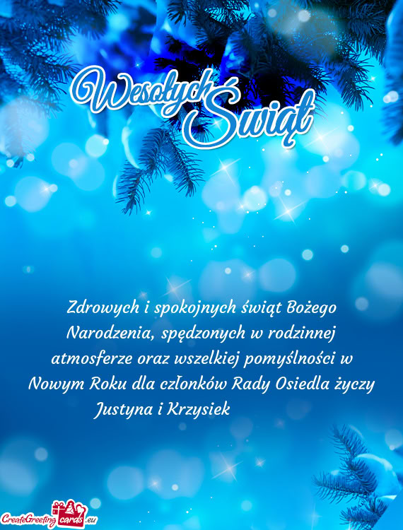 Zdrowych i spokojnych świąt Bożego Narodzenia, spędzonych w rodzinnej atmosferze oraz wszelkiej
