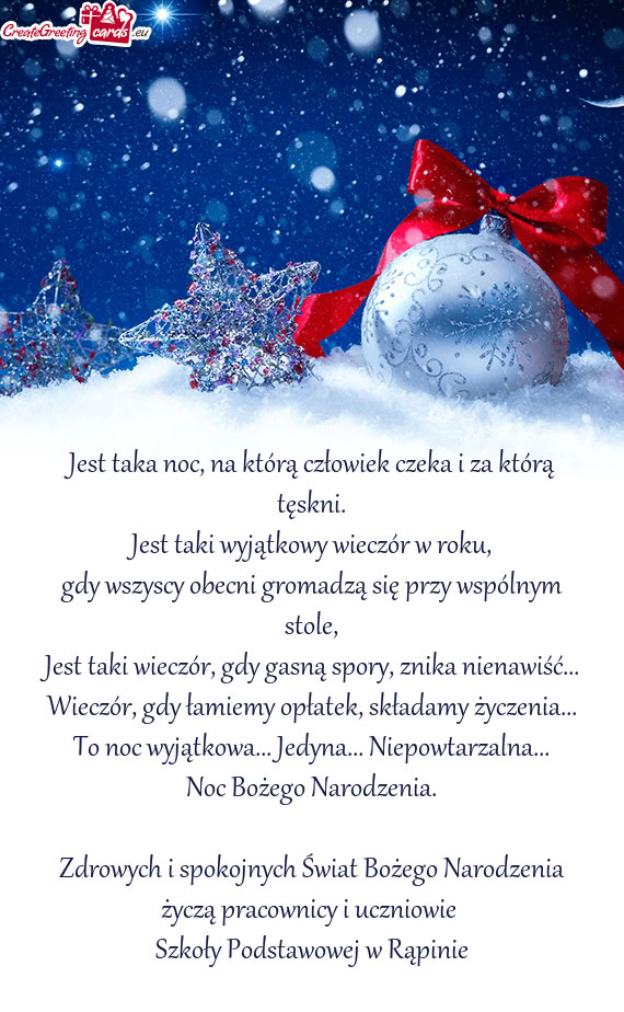 Zdrowych i spokojnych Świat Bożego Narodzenia życzą pracownicy i uczniowie