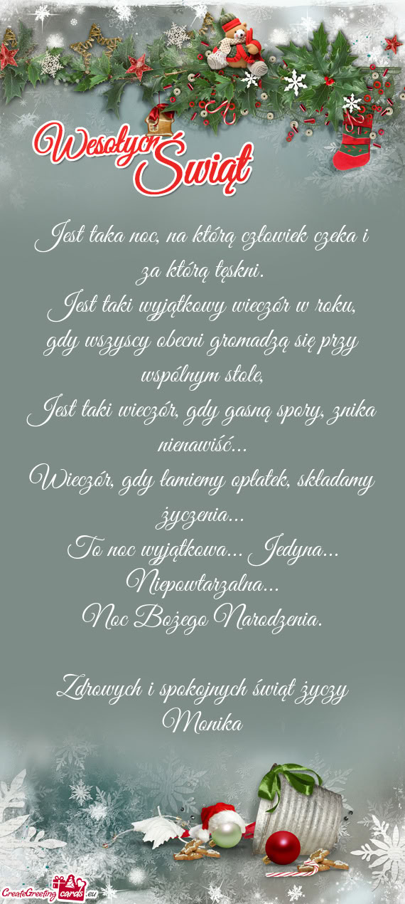 Zdrowych i spokojnych świąt Monika