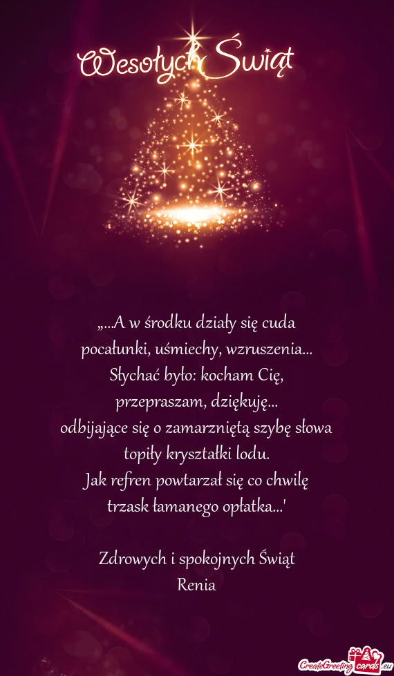 ” Zdrowych i spokojnych Świąt Renia