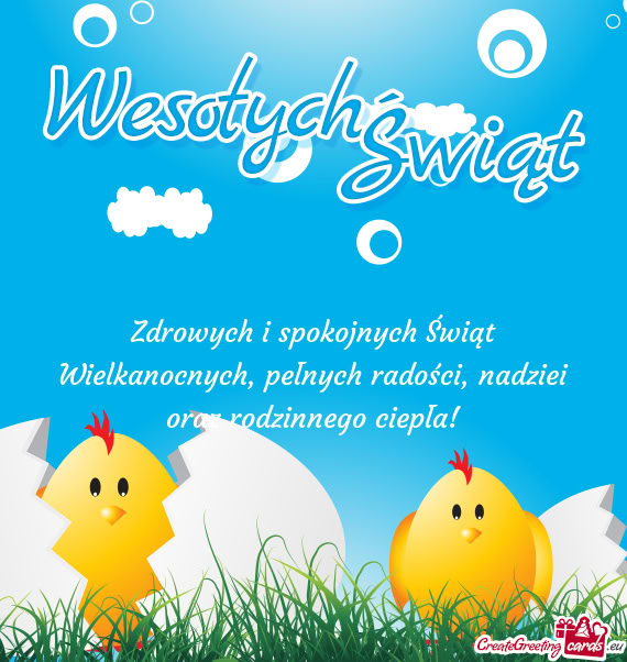 Zdrowych i spokojnych Świąt Wielkanocnych, pełnych radości, nadziei oraz rodzinnego ciepła