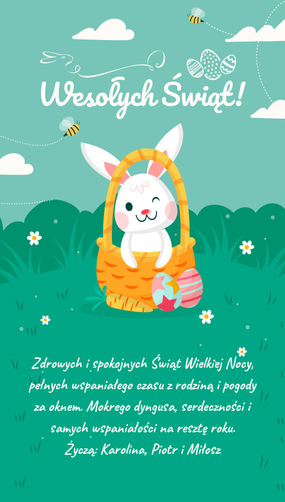 Zdrowych i spokojnych Świąt Wielkiej Nocy, pełnych wspaniałego czasu z rodziną i pogody za okne