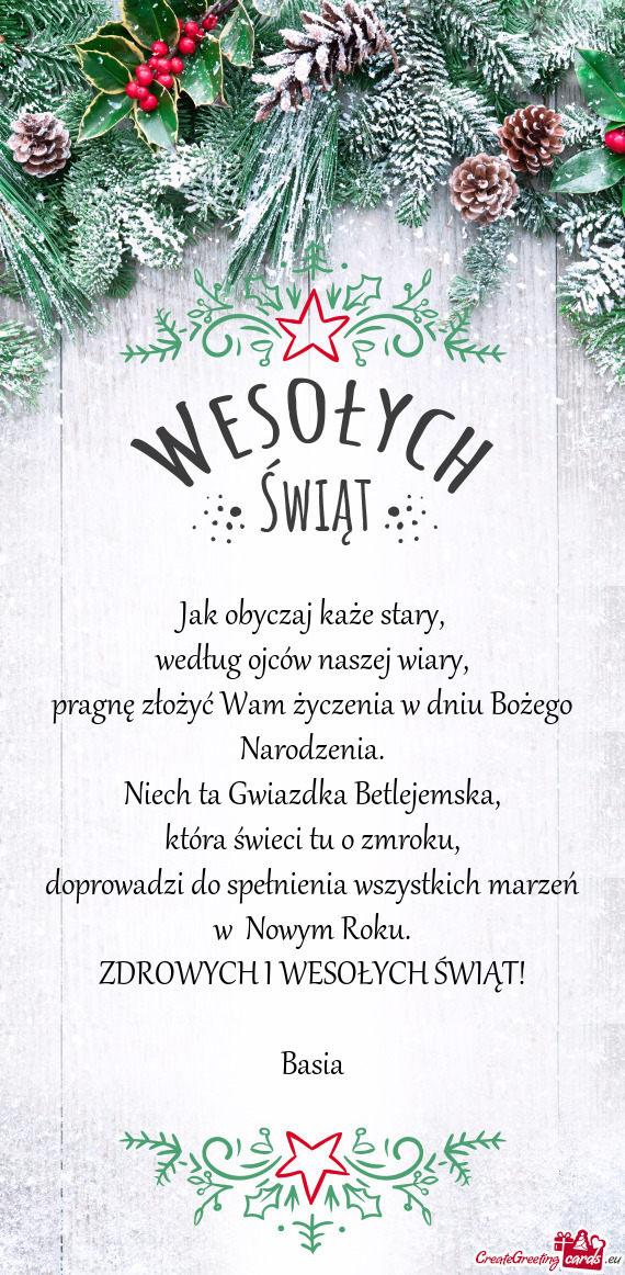 ZDROWYCH I WESOŁYCH ŚWIĄT! Basia