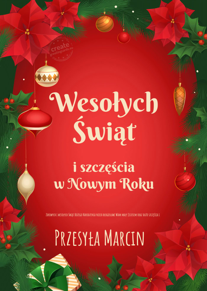 Zdrowych i wesołych świąt Bożego Narodzenia niech błogosławi Wam mały Jezusem oraz dużo szcz