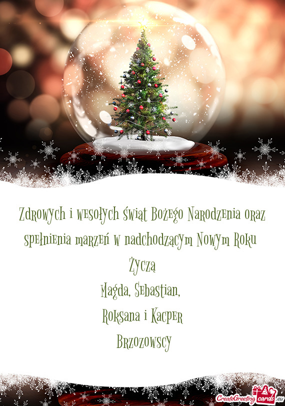 Zdrowych i wesołych świąt Bożego Narodzenia oraz spełnienia marzeń w nadchodzącym Nowym Roku