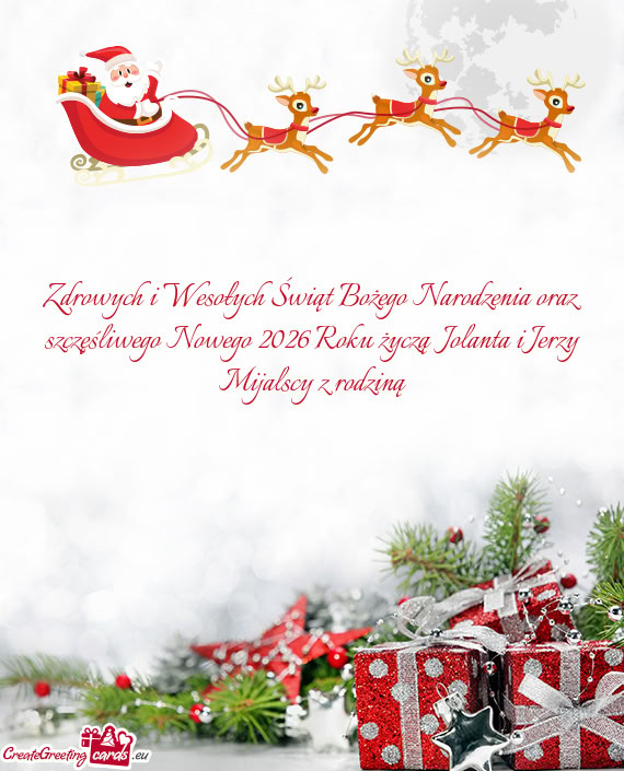 Zdrowych i Wesołych Świąt Bożego Narodzenia oraz szczęśliwego Nowego 2026 Roku życzą Jolant
