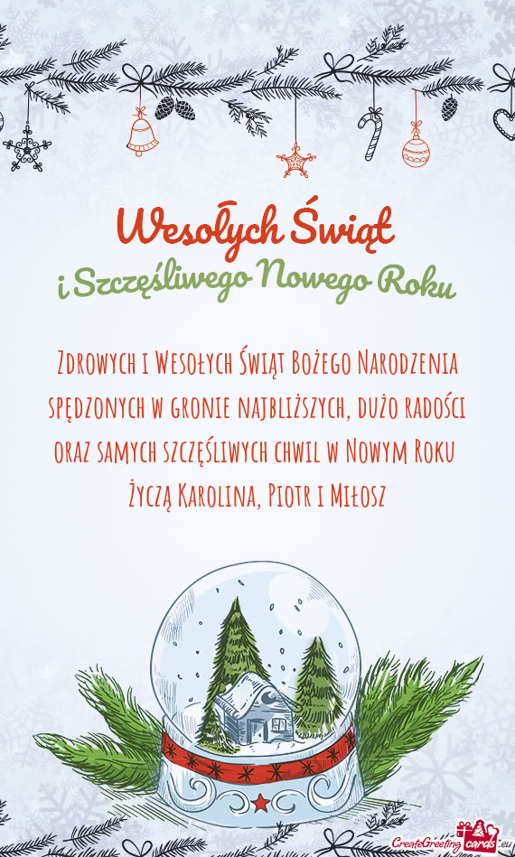 Zdrowych i Wesołych Świąt Bożego Narodzenia spędzonych w gronie najbliższych, dużo radości o