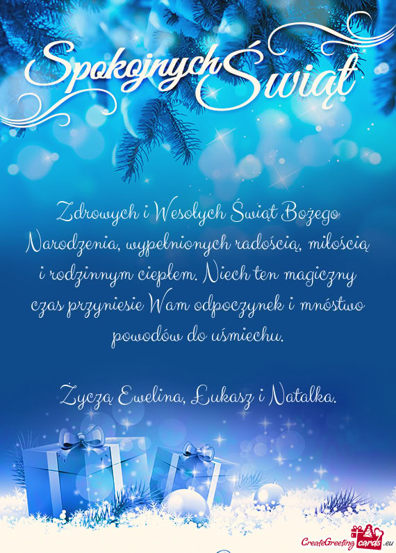 Zdrowych i Wesołych Świąt Bożego Narodzenia, wypełnionych radością, miłością i rodzinnym c